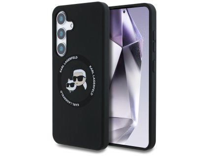 Karl Lagerfeld Silicone Double Heads (KLHMS25SSKCHTCK) kryt pre Samsung Galaxy S25 – Čierny