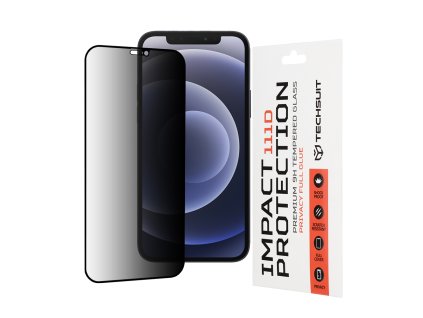 Techsuit 111D Privacy Full Glue – tvrdené sklo (privacy) pre iPhone 12 / iPhone 12 Pro – čierne okraje