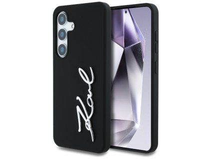 Karl Lagerfeld Silicone Kryt pre Samsung Galaxy S25 – čierny s kovovým logom