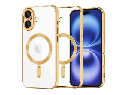 Techsuit Luxury Crystal MagSafe kryt na iPhone 16 – zlatý