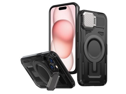 Techsuit CamVault MagSafe kryt na iPhone 15 – čierny
