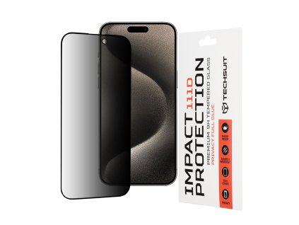 Techsuit 111D Privacy Full Glue ochranné sklo na iPhone 15 Pro Max – čierne