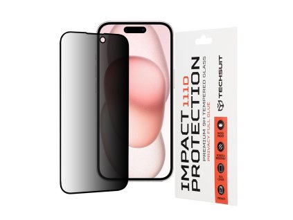 Techsuit 111D Privacy Full Glue ochranné sklo na iPhone 15 / iPhone 16 – čierne