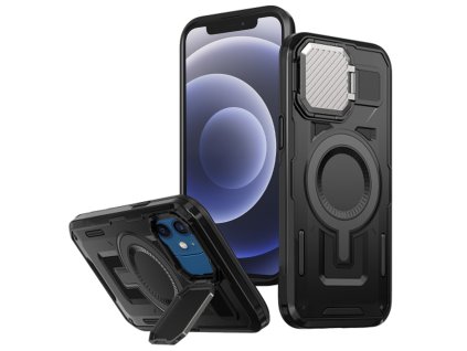 Techsuit CamVault MagSafe kryt na iPhone 12 / iPhone 12 Pro – čierny