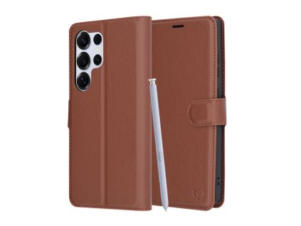 Techsuit Leather Folio – puzdro na Samsung Galaxy S25 Ultra – hnedý
