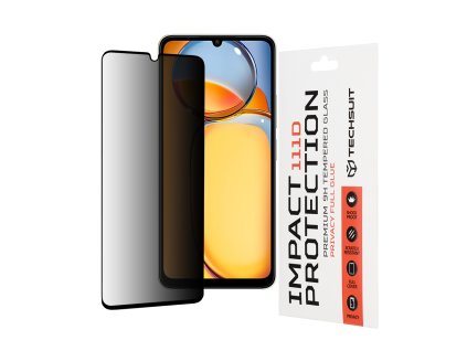 Techsuit 111D Privacy Full Glue – privacy tvrdené sklo pre Xiaomi Redmi 13C 4G / Redmi 13C 5G / Poco C65 – čierne