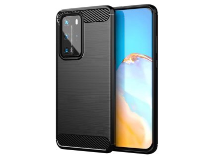 Techsuit Carbon Silicone puzdro pre Huawei P40 Pro – čierne