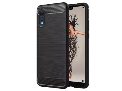 Techsuit Carbon Silicone puzdro pre Huawei P20 – čierne