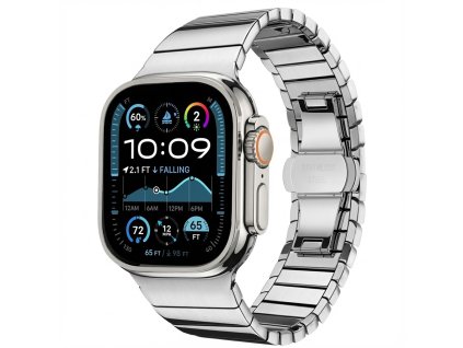 Techsuit - Watchband (W012) remienok pre Apple Watch 1–10 / SE / SE 2 (38/40/41/42 mm) – strieborný