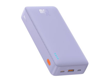 Baseus – Airpow – powerbanka, USB, USB-C, Micro USB, 20 W, 20000 mAh – fialová