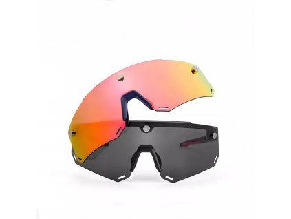 RockBros Sada cyklistických okuliarov (SP213BK) - okuliare, cestovný box, textilná taška, utierka - oranžovo-čierna