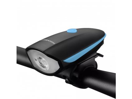 RockBros Predné LED svetlo T6 (7588-BL) - vodotesné s elektrickým klaksónom, dobíjacia batéria 1200mAh, 250lm - modré