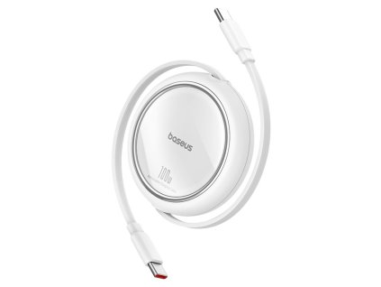 Baseus – mini navíjací dátový kábel Free2Draw Type-C na Type-C, 100 W, 1 m – biely (Moon White)