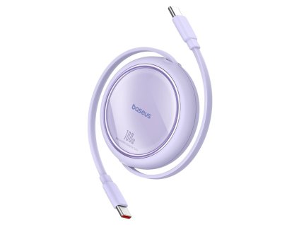 Baseus – mini navíjací dátový kábel Free2Draw Type-C na Type-C, 100 W, 1 m – fialový (Nebula Purple)