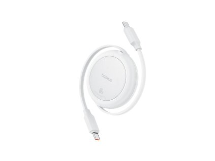 Baseus – mini navíjací dátový kábel Free2Pull Type-C na Type-C, 60 W, 1 m – biely (Moon White)