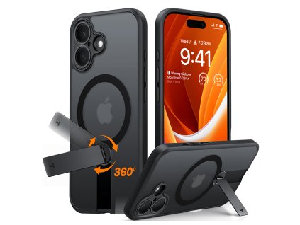 Torras – Pstand Spin MagSafe magnetický stojanový kryt na iPhone 16 Plus – čierny