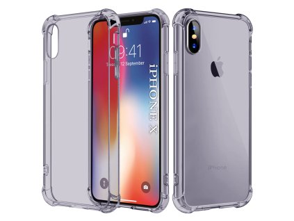 Techsuit - Shockproof Clear Silicone obal pre iPhone X / XS – dymovo čierny