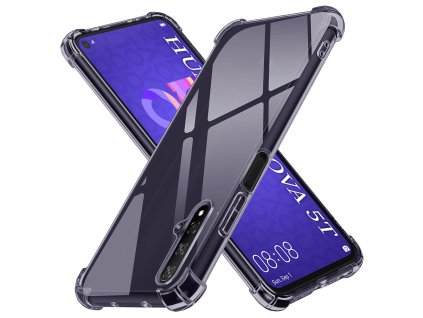 Techsuit - Shockproof Clear Silicone obal pre Huawei Nova 5T / Honor 20 – dymovo čierny