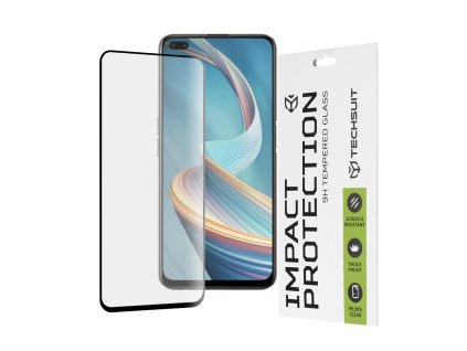 Techsuit - 111D Full Cover / Full Glue Glass ochranné sklo pre Oppo Reno4 Z 5G - čierne