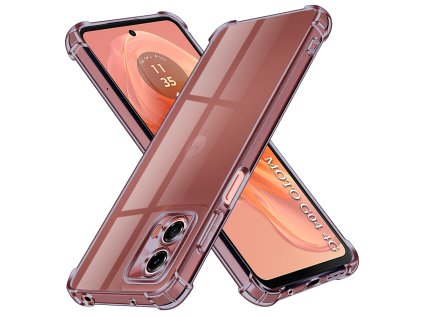 Techsuit - Shockproof Clear Silicone obal pre Motorola Moto G04 / Moto G04s / Moto G24 / Moto E14 - dymovo čierny