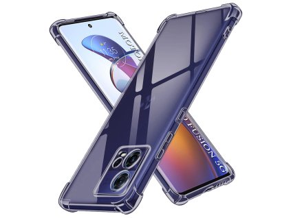 Techsuit - Shockproof Clear Silicone obal pre Motorola Edge 30 Fusion – dymovo čierny