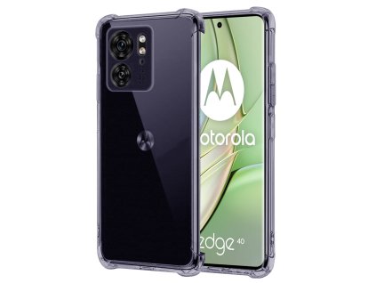 Techsuit - Shockproof Clear Silicone obal pre Motorola Edge 40 / Edge (2023) – dymovo čierny