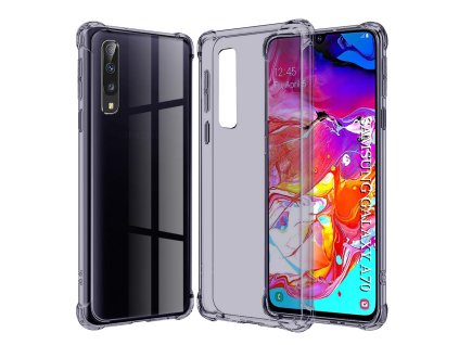 Techsuit - Shockproof Clear Silicone obal pre Samsung Galaxy A70 / A70s - dymovo čierny
