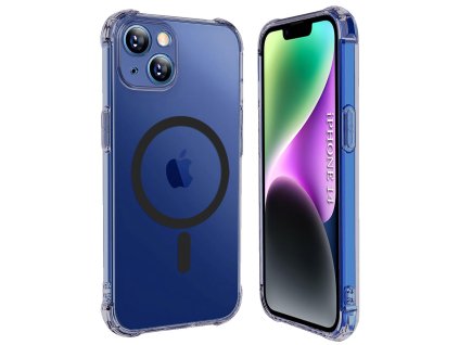 Techsuit - Shockproof Clear Silicone MagSafe kryt na iPhone 14 - dymovo čierny
