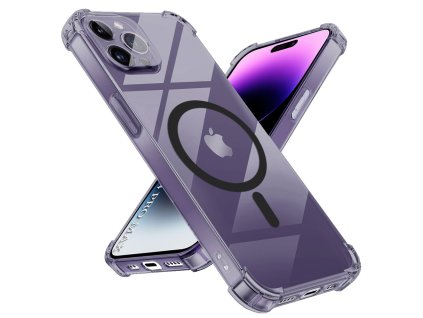 Techsuit - Shockproof Clear Silicone MagSafe kryt na iPhone 14 Pro Max - dymovo čierny