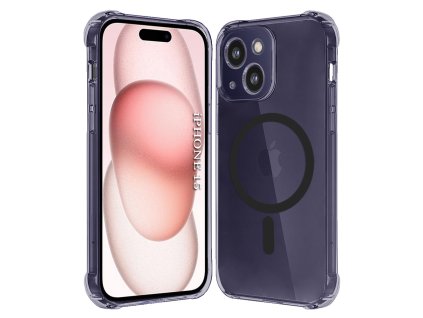 Techsuit - Shockproof Clear Silicone MagSafe kryt na iPhone 15 - dymovo čierny