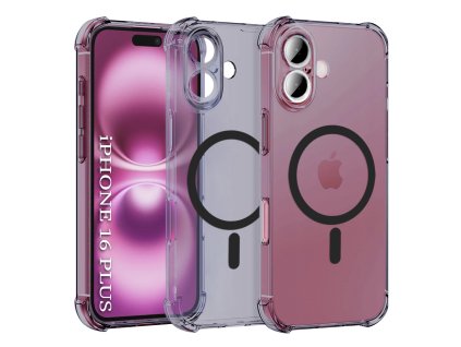 Techsuit - Shockproof Clear Silicone MagSafe kryt na iPhone 16 Plus - dymovo čierny