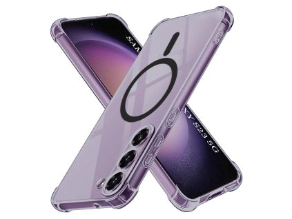 Techsuit - Shockproof Clear Silicone MagSafe kryt na Samsung Galaxy S23 - dymovo čierny