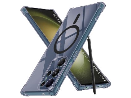 Techsuit - Shockproof Clear Silicone MagSafe kryt na Samsung Galaxy S23 Ultra - dymovo čierny