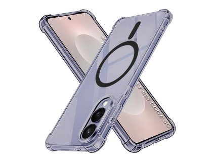 Techsuit - Shockproof Clear Silicone MagSafe kryt na Samsung Galaxy S25 Edge - dymovo čierny