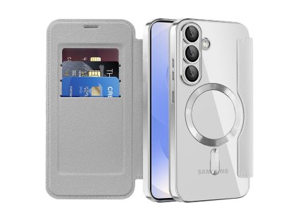 Techsuit - SmartMag Book puzdro na Samsung Galaxy S25 Plus - sivé