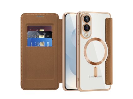 Techsuit - SmartMag Book puzdro na Samsung Galaxy S25 Edge - hnedé