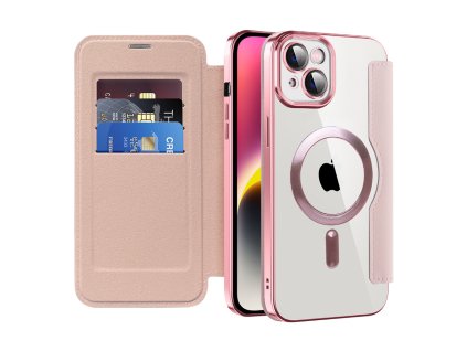 Techsuit - SmartMag Book puzdro na iPhone 14 - ružové