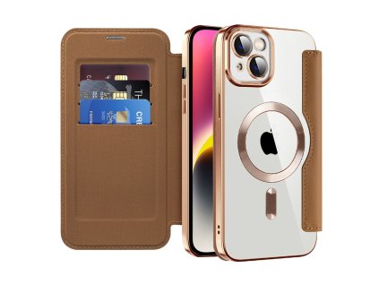 Techsuit - SmartMag Book puzdro na iPhone 14 - hnedé