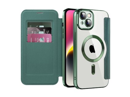 Techsuit - SmartMag Book puzdro na iPhone 14 - zelené