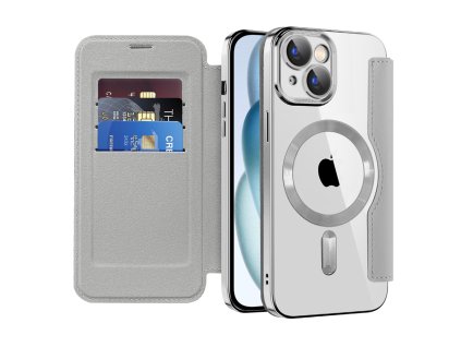 Techsuit - SmartMag Book puzdro na iPhone 15 - sivé