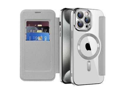 Techsuit - SmartMag Book puzdro na iPhone 15 Pro Max - sivé
