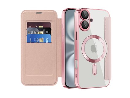 Techsuit - SmartMag Book puzdro na iPhone 16 Plus - ružové