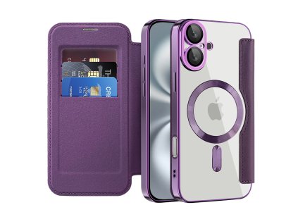 Techsuit - SmartMag Book puzdro na iPhone 16 Plus - fialové