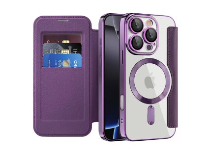 Techsuit - SmartMag Book puzdro na iPhone 16 Pro Max - fialové