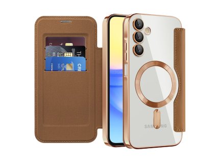 Techsuit - SmartMag Book flipové puzdro pre Samsung Galaxy A15 4G / A15 5G - hnedé