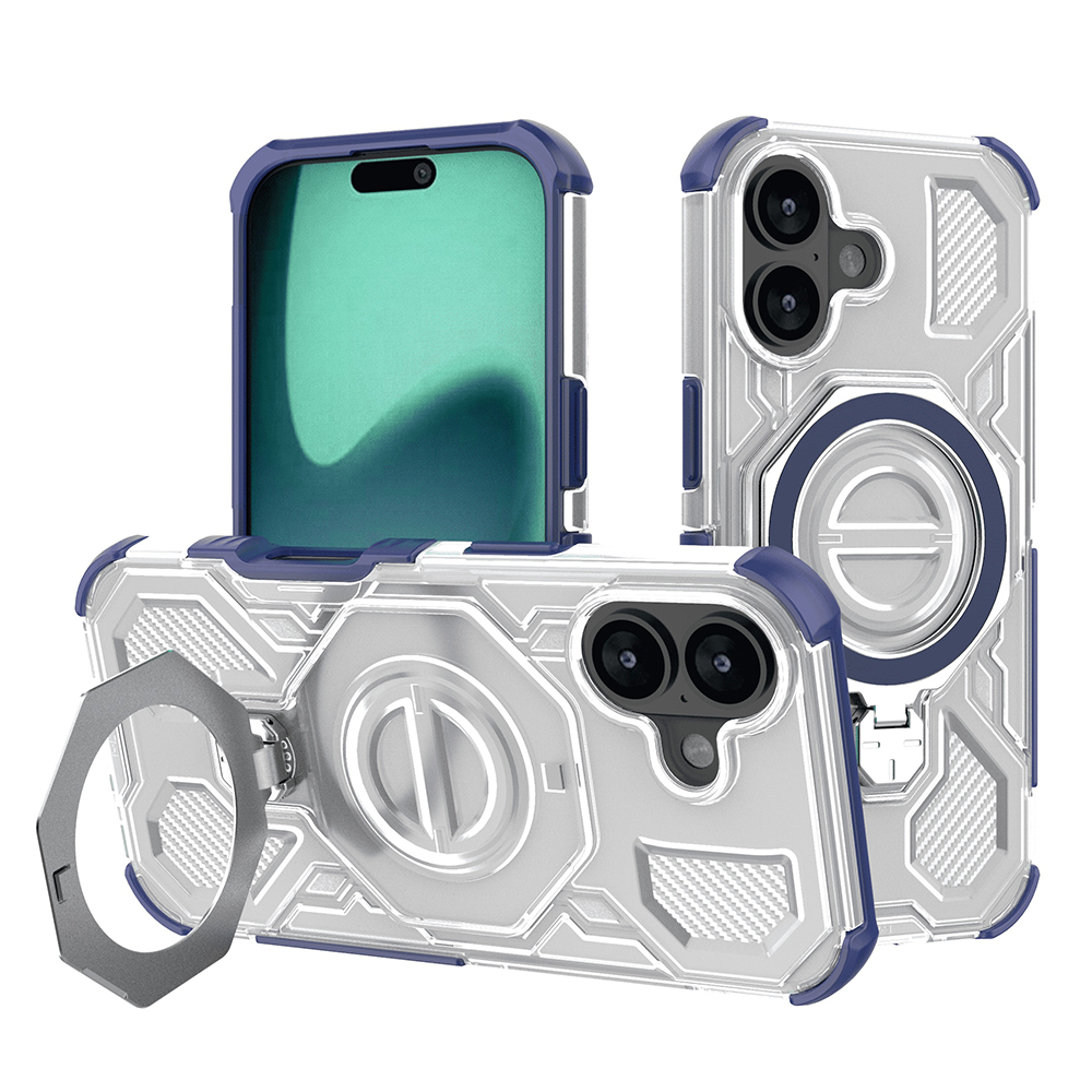 Techsuit - Carbon Shield PRO ochranný obal na iPhone 16 - modré priehľadné KF2352688
