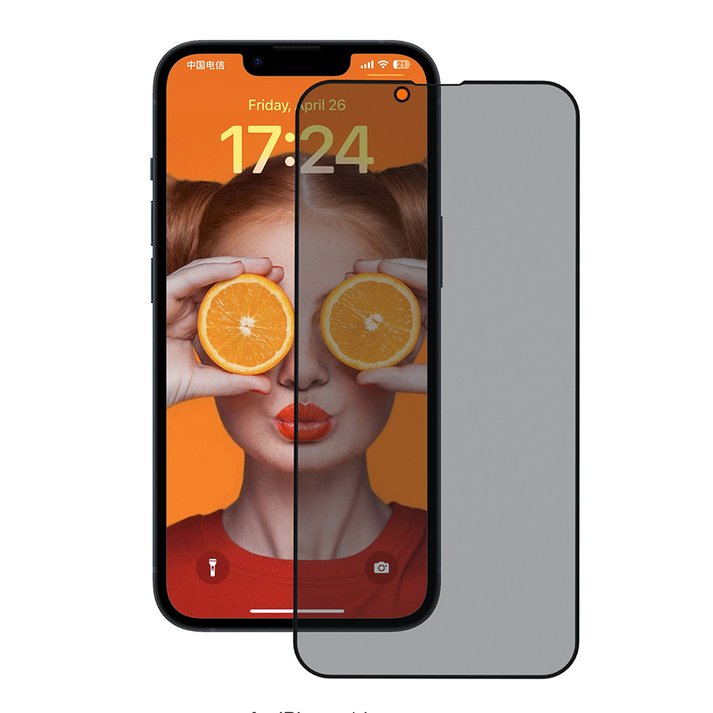 ANANK - 2.5D Reinforced Edge Privacy ochranné sklo pre iPhone 14 - čierna