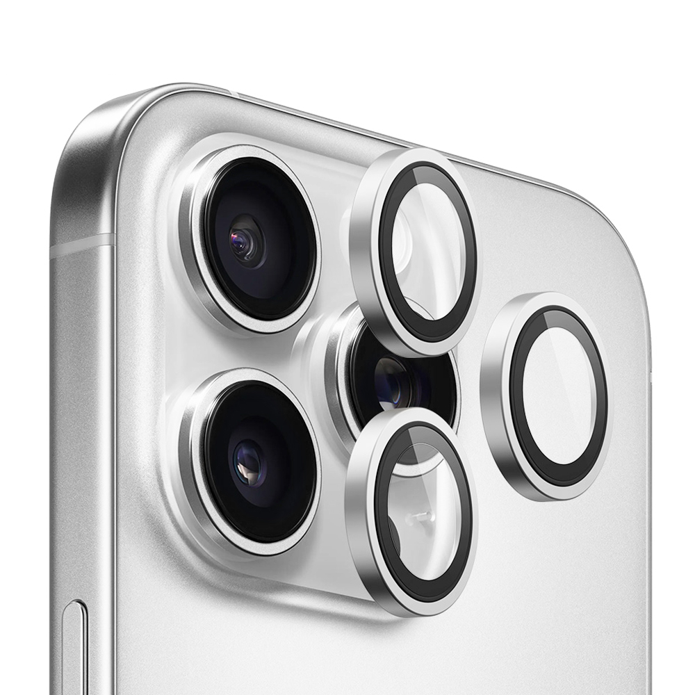 Blueo - Original Metal Frame ochrana objektívu pre iPhone 16 Pro / iPhone 16 Pro Max - strieborný titán KF2354533