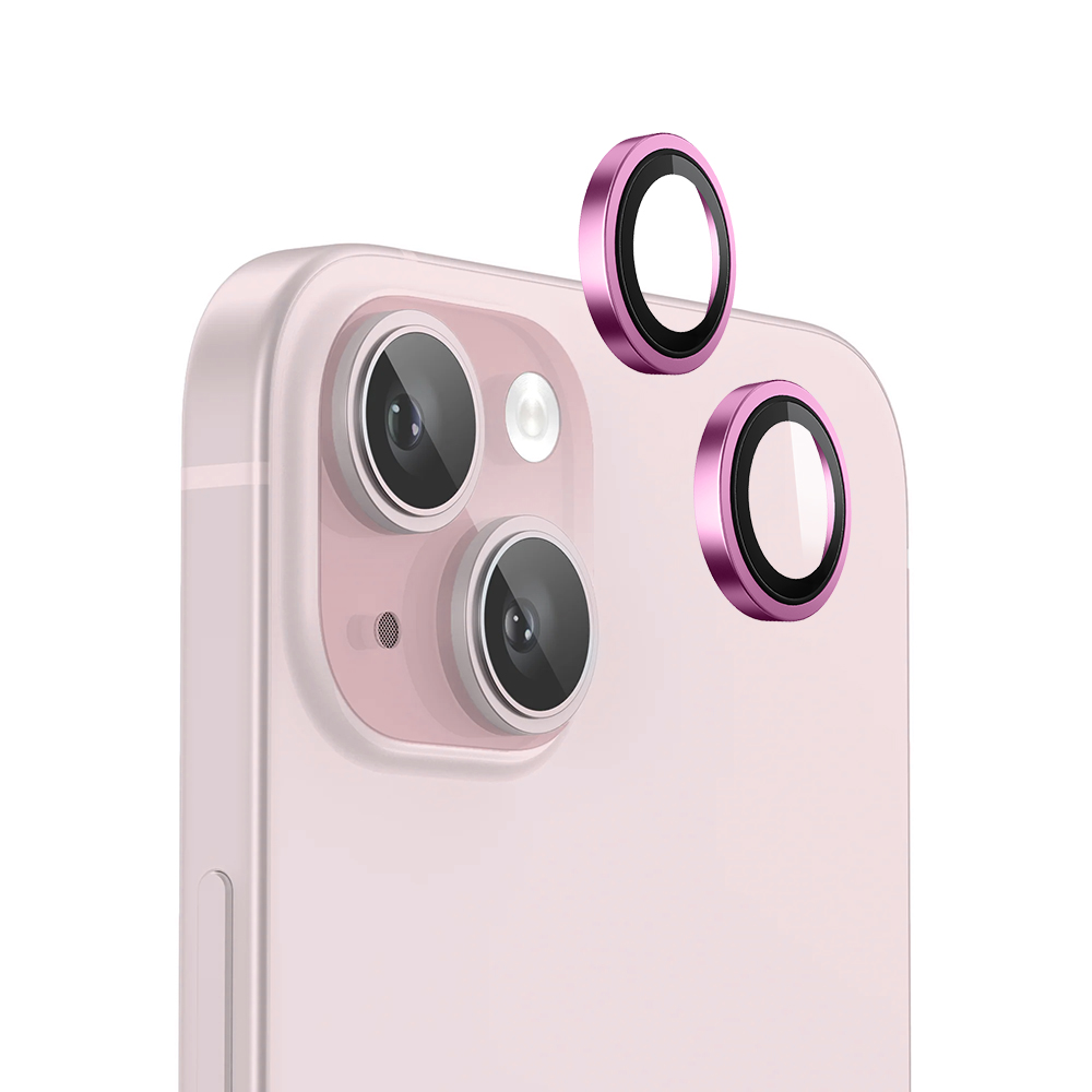 Blueo - Original Metal Frame ochrana objektívu pre iPhone 15 / iPhone 15 Plus - ružová KF2354554