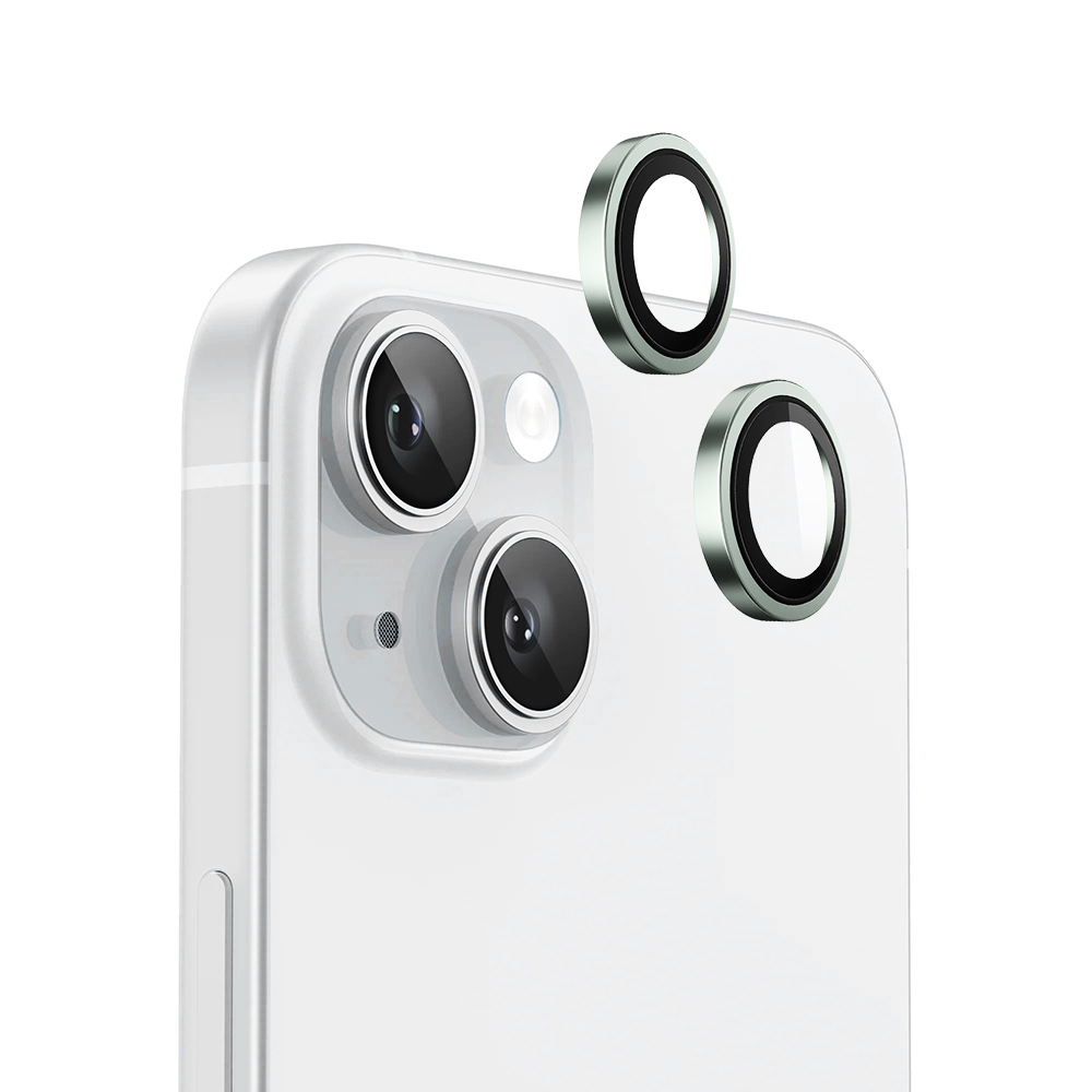 Blueo - Original Metal Frame ochrana objektívu pre iPhone 15 / iPhone 15 Plus - svetlozelená KF2354556